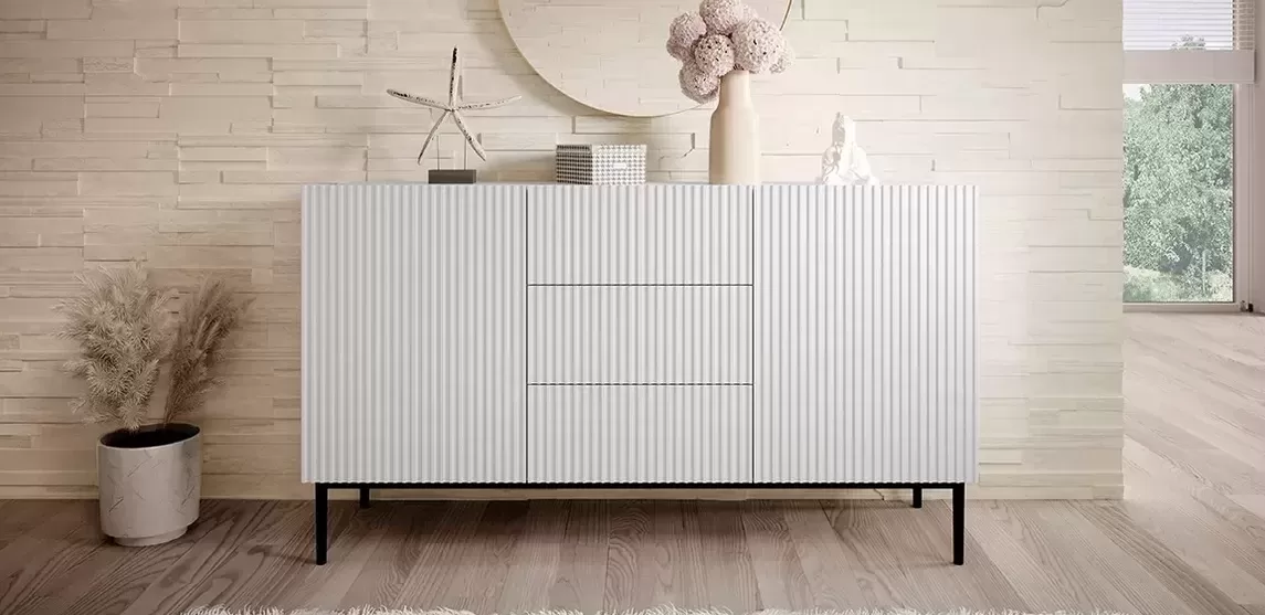 Komoda Nicole 150 cm - biały mat / czarne nóżki - obrazek 3