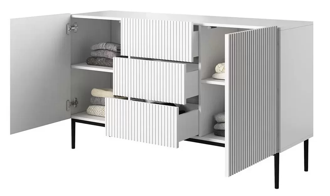 Komoda Nicole 150 cm - biały mat / czarne nóżki - obrazek 4