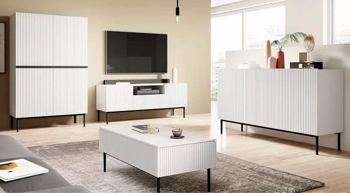 Komoda Nicole 150 cm - biały mat / czarne nóżki - obrazek 2