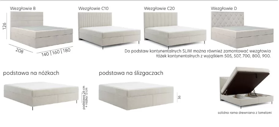 Łoże kontynentalne wezgłowie Slim - obrazek 3